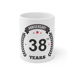 Generic Ceramic 38th Anniversary Printed Coffee Mug (Color: White, Capacity:330ml)
