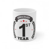 Generic Ceramic 1st Anniversary Printed Coffee Mug (Color: White, Capacity:330ml)