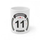 Generic Ceramic 11th Anniversary Printed Coffee Mug (Color: White, Capacity:330ml)