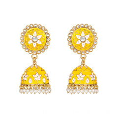 Generic Women's Rose Gold Plated Alloy Earrings (Yellow)