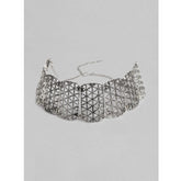 महिलाओं के लिए जेनेरिक रोज़ गोल्ड प्लेटेड अलॉय चोकर (सिल्वर)