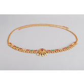 जेनेरिक महिलाओं की रोज़ गोल्ड प्लेटेड अलॉय हिप बेल्ट कमरबंद (लाल और हरा)