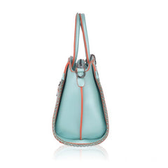 जेनरिक महिलाओं का फॉक्स लेदर मेटल बीड्स हैंडबैग (हरा)