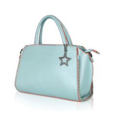 जेनरिक महिलाओं का फॉक्स लेदर मेटल बीड्स हैंडबैग (हरा)