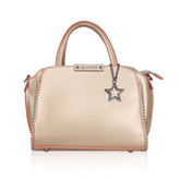 जेनरिक महिलाओं का फॉक्स लेदर मेटल बीड्स हैंडबैग (गोल्ड)