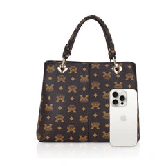 जेनरिक महिलाओं का फॉक्स लेदर प्रिंटेड हैंडहेल्ड बैग (भूरा)