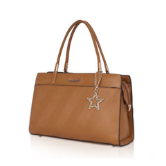 जेनरिक महिलाओं का फॉक्स लेदर टेक्सचर्ड एडजस्टेबल लॉन्ग बेल्ट हैंडबैग (ब्राउन)