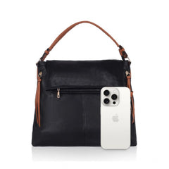 जेनरिक महिलाओं का फॉक्स लेदर सॉलिड स्लिंग बैग (काला)