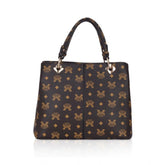 जेनरिक महिलाओं का फॉक्स लेदर प्रिंटेड हैंडहेल्ड बैग (भूरा)