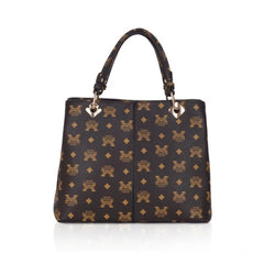 जेनरिक महिलाओं का फॉक्स लेदर प्रिंटेड हैंडहेल्ड बैग (भूरा)