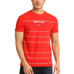 Generic Men's Casual Cotton Printed Round Neck Half Sleeve T-Shirt (Red)