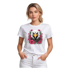 जेनरिक महिलाओं की पॉलिएस्टर सॉलिड प्रिंटेड राउंड नेक हाफ स्लीव टी-शर्ट (सफेद)