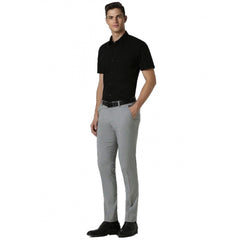 पुरुषों के लिए कॉटन ब्लेंड सॉलिड हाफ-स्लीव रेगुलर शर्ट (काला)