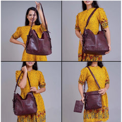 जेनेरिक महिलाओं का पीयू लेदर मीडियम साइज का शोल्डर जिपर हैंडबैग (वाइन रेड)