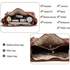 Generic Women's PU Leather Medium Shoulder Zipper Handbag (Brown)