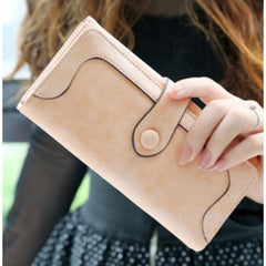 जेनरिक महिलाओं का फॉक्स लेदर मीडियम स्नैप बटन वॉलेट (खाकी)