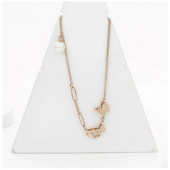 महिलाओं के लिए स्टेनलेस स्टील का तितली पेंडेंट और नाजुक चेन (गोल्ड प्लेटेड)