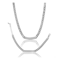 महिलाओं के लिए स्टेनलेस स्टील सिल्वर पॉलिश वाला हैंड ब्रेसलेट और नेकलेस (सिल्वर प्लेटेड)