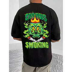 Generic Men's Casual Cotton Blend Printed Round Neck Half Sleeve T-Shirt (Black)