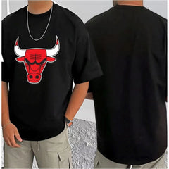 जेनेरिक मेन्स कैजुअल कॉटन ब्लेंड प्रिंटेड राउंड नेक हाफ स्लीव टी-शर्ट (ब्लैक)