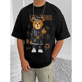 जेनेरिक मेन्स कैजुअल कॉटन ब्लेंड प्रिंटेड राउंड नेक हाफ स्लीव टी-शर्ट (ब्लैक)