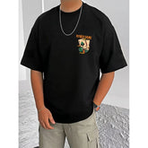 जेनेरिक मेन्स कैजुअल कॉटन ब्लेंड प्रिंटेड राउंड नेक हाफ स्लीव टी-शर्ट (ब्लैक)