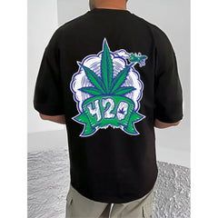 जेनेरिक मेन्स कैजुअल कॉटन ब्लेंड प्रिंटेड राउंड नेक हाफ स्लीव टी-शर्ट (ब्लैक)