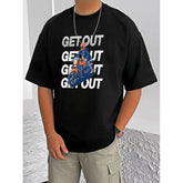 जेनेरिक मेन्स कैजुअल कॉटन ब्लेंड प्रिंटेड राउंड नेक हाफ स्लीव टी-शर्ट (ब्लैक)