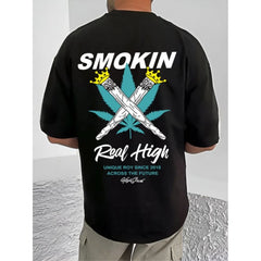 जेनरिक मेन्स कैजुअल कॉटन ब्लेंड प्रिंटेड राउंड नेक हाफ स्लीव टी-शर्ट (ब्लैक)