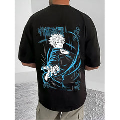 जेनेरिक मेन्स कैजुअल कॉटन ब्लेंड प्रिंटेड राउंड नेक हाफ स्लीव टी-शर्ट (ब्लैक)