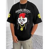 जेनेरिक मेन्स कैजुअल कॉटन ब्लेंड प्रिंटेड राउंड नेक हाफ स्लीव टी-शर्ट (ब्लैक)