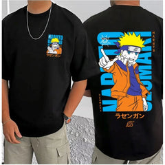 Generic Men's Casual Cotton Blend Printed Round Neck Half Sleeve T-Shirt (Black)