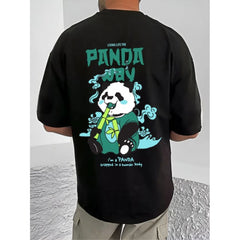 जेनेरिक मेन्स कैजुअल कॉटन ब्लेंड प्रिंटेड राउंड नेक हाफ स्लीव टी-शर्ट (ब्लैक)