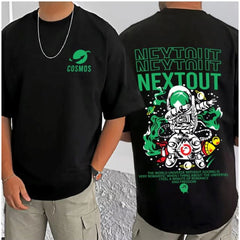 जेनरिक मेन्स कैजुअल कॉटन ब्लेंड प्रिंटेड राउंड नेक हाफ स्लीव टी-शर्ट (ब्लैक)