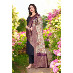 महिलाओं के लिए चंदेरी सिल्क का प्रिंटेड दुपट्टा (मैजेंटा रंग, लंबाई: 2 मीटर)