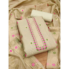 महिलाओं के लिए बनारसी सिल्क प्रिंटेड अनस्टिच्ड सलवार सूट मटेरियल दुपट्टे सहित (क्रीम रंग, 3 मीटर)