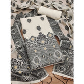 महिलाओं के लिए बनारसी सिल्क प्रिंटेड अनस्टिच्ड सलवार सूट मटेरियल दुपट्टे सहित (काला, 3 मीटर)