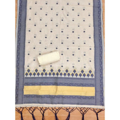 महिलाओं के लिए बनारसी सिल्क प्रिंटेड अनस्टिच्ड सलवार सूट मटेरियल दुपट्टे सहित (नेवी ब्लू, 3 मीटर)