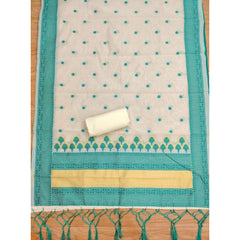 महिलाओं के लिए बनारसी सिल्क प्रिंटेड अनस्टिच्ड सलवार सूट मटेरियल दुपट्टे सहित (टील रंग, 3 मीटर)