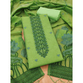 महिलाओं के लिए बनारसी सिल्क प्रिंटेड अनस्टिच्ड सलवार सूट मटेरियल दुपट्टे के साथ (पिस्ता, 3 मीटर)