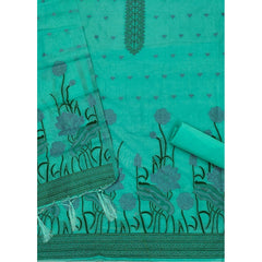 महिलाओं के लिए बनारसी सिल्क प्रिंटेड अनस्टिच्ड सलवार सूट मटेरियल दुपट्टे सहित (सी ग्रीन, 3 मीटर)