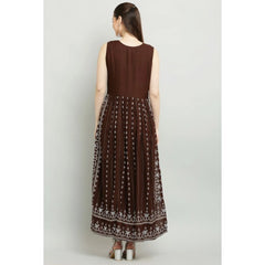 महिलाओं के लिए सामान्य कैज़ुअल रेयॉन स्लीवलेस कुर्ती (भूरा)