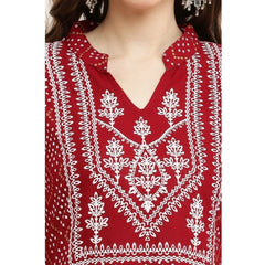 महिलाओं के लिए सामान्य कैज़ुअल रेयॉन फुल स्लीव कुर्ती (मैरून)