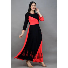 सामान्य महिलाओं की कैज़ुअल रेयॉन मैक्सी ड्रेस, तीन-चार आस्तीन वाली (गुलाबी)