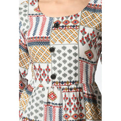 महिलाओं के लिए जेनेरिक कैज़ुअल क्रेप 3-4 स्लीव्स कॉर्ड सेट (सफेद)