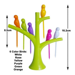 Generic Pack of 10_Bird Tree Fruit Fork Set Decorative Toothpick Holder (Color: Assorted )