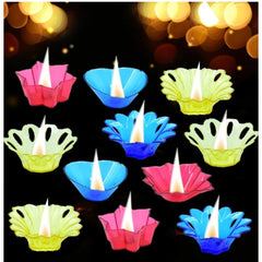 Generic Pack Of 2_Floral Diya Set – Multi-Color Tea Light Holders Set of 12 (Color: Assorted )