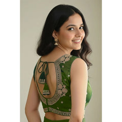 जेनरिक विमेंस ज़िम्मी चू एम्ब्रॉयडर्ड वी-नेक पैडेड ब्लाउज़ (हल्का हरा रंग, साइज़ 38 (स्वयं द्वारा ऑल्टर किया जा सकता है, साइज़ 36-40))