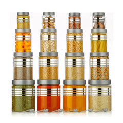 सामान्य प्लास्टिक के 16 पीस का एयरटाइट किचन स्टोरेज कंटेनर सेट (बहुरंगीय)