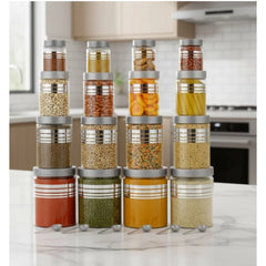 सामान्य प्लास्टिक के 16 पीस का एयरटाइट किचन स्टोरेज कंटेनर सेट (बहुरंगीय)